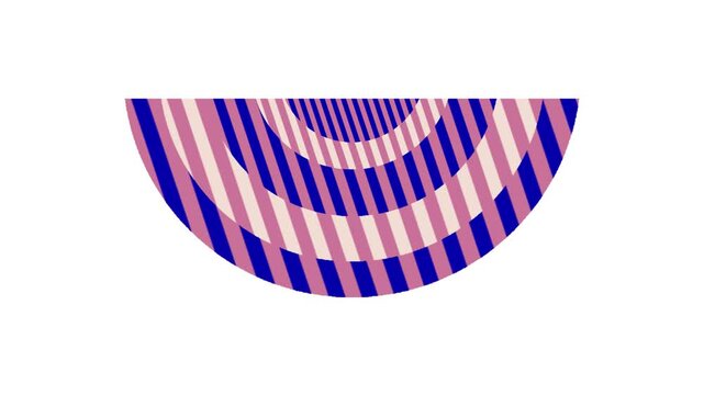 Half-round geometric pattern white, pink, blue lines animation video on white background