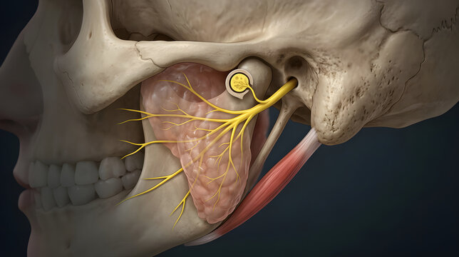 Anatomical Illustration of the Human Facial Nerve and Sensory Pathways