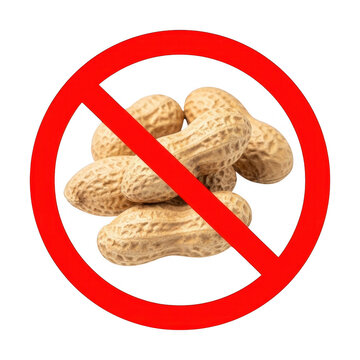 Prohibition symbol over a pile of peanuts