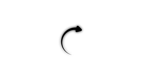 Minimalist loading spinner animation with rotating arrow and pulsing dots on white background progress