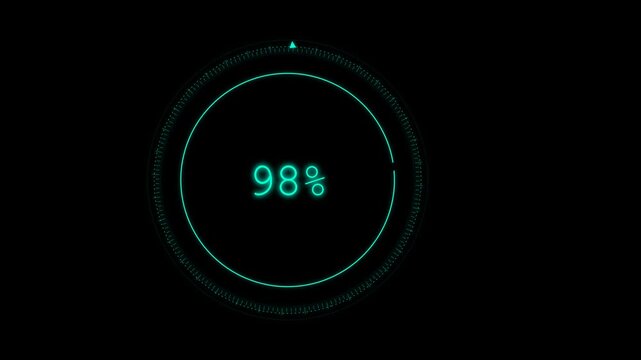 Radial circular progress or loading bar. hud Loading Circle Ring or Transfer, Download Futuristic HUD elements. indication status 100. Computer technology background.