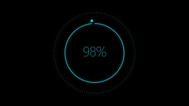Radial circular progress or loading bar. hud Loading Circle Ring or Transfer, Download Futuristic HUD elements. indication status 100. Computer technology background.
