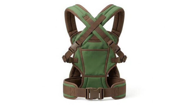 Green and brown baby carrier for parents to carry newborn infants safely