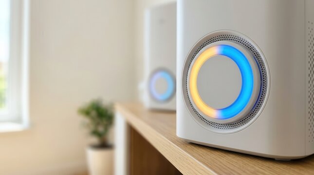 Modern Air Purifier with Glowing LED Indicator for Healthy Home Environment and Clean Indoor Atmosphere