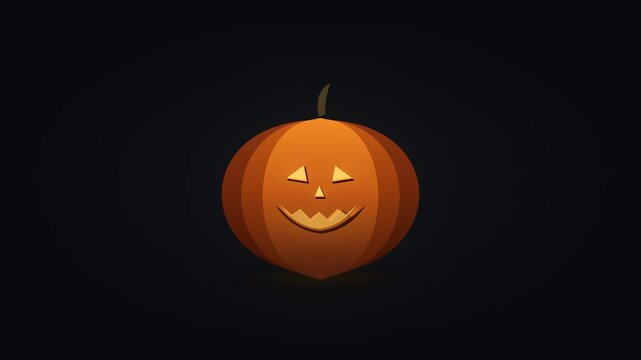 A normal recognizable pumpkin gradually transforms into a glowing Jack-o'-Lantern with physical cut geometry and true depth.