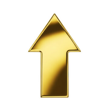 Glossy gold upward-pointing arrow icon with gradient shine effect