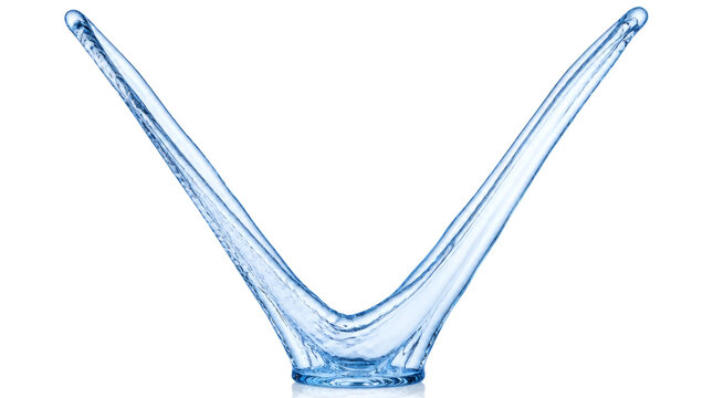 Dynamic Blue Water Splash Forming a V Shape on Transparent Background