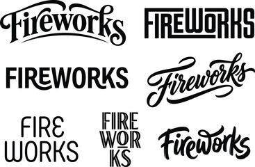 Fototapeta premium Decorative fireworks typography collection featuring diverse artistic styles and creative lettering