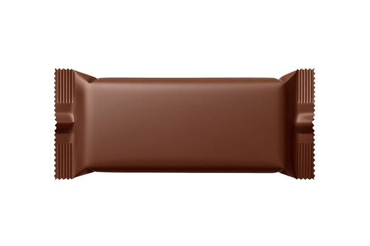 Rectangular chocolate snack in blank wrapper