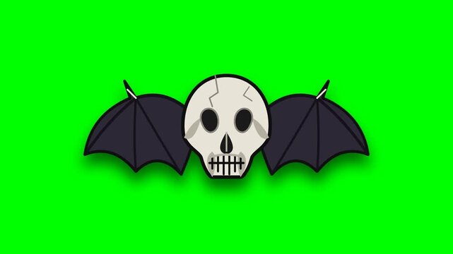 Animated Skull with Bat Wings Toggle Switch Reveal Element on Green Screen