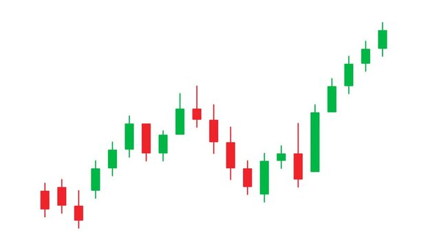 Stock market candlestick chart showing upward growth trend and financial progress