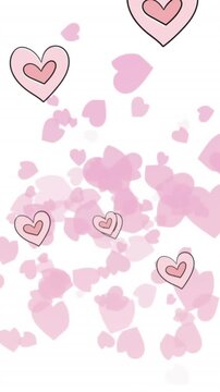 Animation of pink heart icons floating against copy space on white background