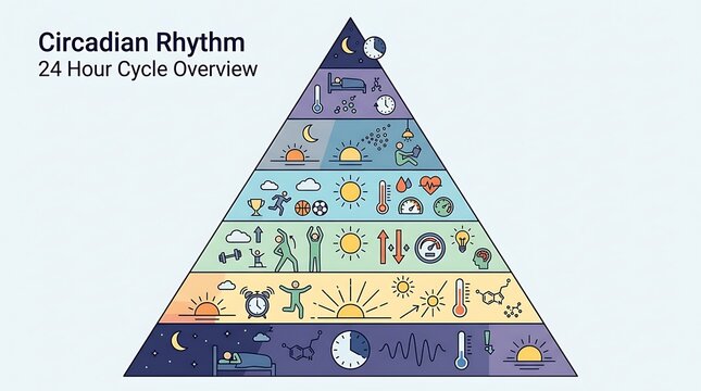 Circadian rhythm twenty four hour cycle infographic pyramid