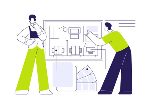 Furniture project abstract concept vector illustration.