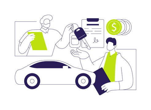 Buying car abstract concept vector illustration.