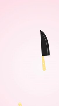 Composition of knife icons on white background