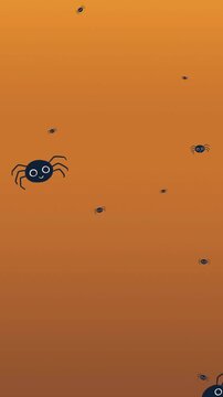 Animation of falling spiders on orange background