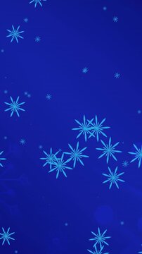 Animation of snowflakes falling on blue background