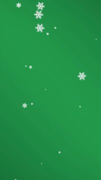 Animation of snowflakes falling on green background