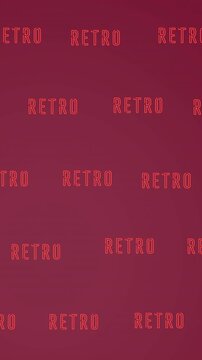 Animation of retro texts moving over red background