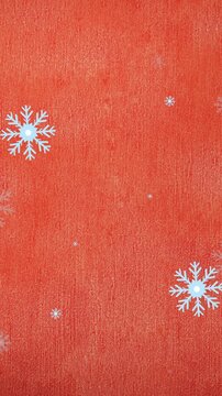 Animation of snowflakes falling over red background