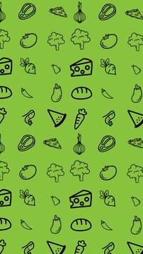 Animation of moving vegetables over green background