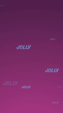 Animation of multiple jolly texts at christmas on pink background