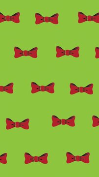 Animation of bow ties floating over green background