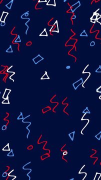 Animation of white, blue and red shapes on blue background