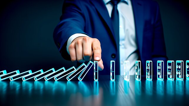 Digital business technology concept with professional selecting a glowing virtual interface