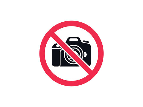 No Photography Sign Icon, Camera Forbidden Restricted Area Symbol Isolated on Transparent Background