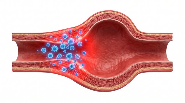 3D Microscopic Diagram of Inflammation and Aneurysm Formation in Kawasaki Disease