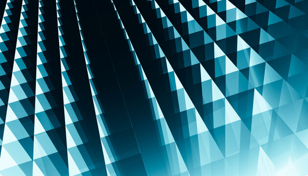 Abstract digital geometric pattern with blue triangular shapes