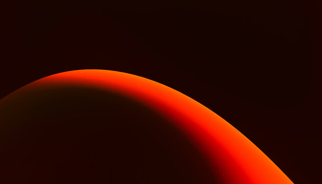 Red and orange curved shape with gradient shadow on Black background