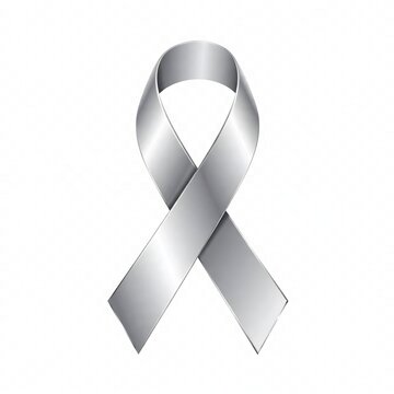 Gray Awareness Ribbon Symbol on White Background