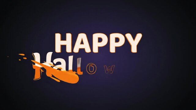 Animation Glowing pumpkin and bats flying around festive text on a dark background for a celebration greeting with typography halloween Video.