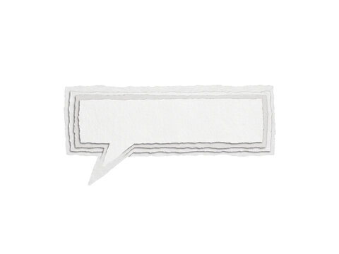 white speech bubble with torn paper edges on transparent background