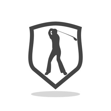Golf player sign icon with shadow