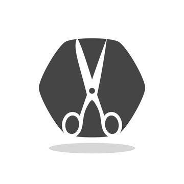 Scissors sign icon with shadow