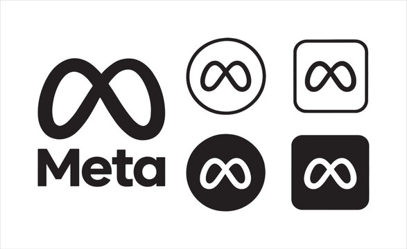 Modern Social Media Icons Set. Large meta logo with vertical and horizontal variations offers flexible branding solutions for website designers.