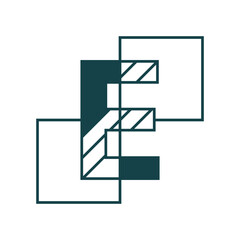 Fototapeta premium this is an initial logo design of letter E in architectural drawing style with square shapes and shading lines. It can be used as a logo for an architecture design company. 