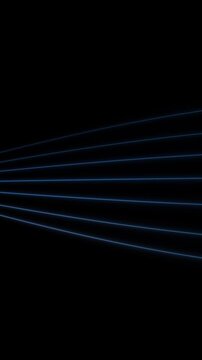 Blue neon lines abstract animation fans out light rays on black Neon lines light backdrop provides futuristic graphic overlays Abstract animation loop is clean