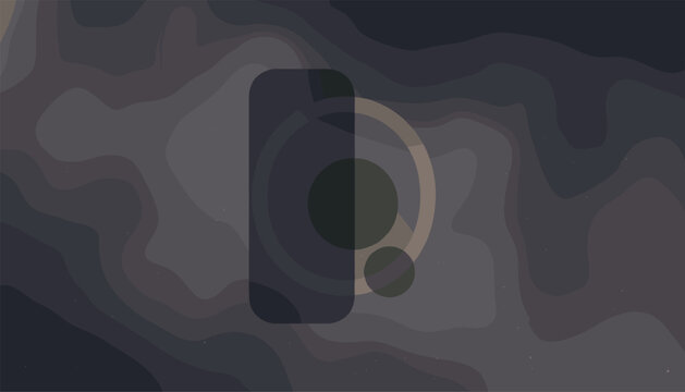 Dark abstract wallpaper background with overlapping circles and rounded rectangle shapes in sophisticated muted grey colors.