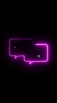 Chat message communication animation displays pink speech bubbles on dark Message communication speech icons feature flying paper airplanes Communication loop is sleek
