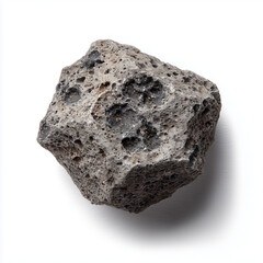Obraz premium Porous Dark Volcanic Rock Stone Isolated on White Background