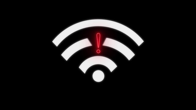 White Wi-Fi symbol animation displays an exclamation mark. Wireless network failure triggers the Wi-Fi symbol animation. Internet signal alert flashes on the Wi-Fi symbol.