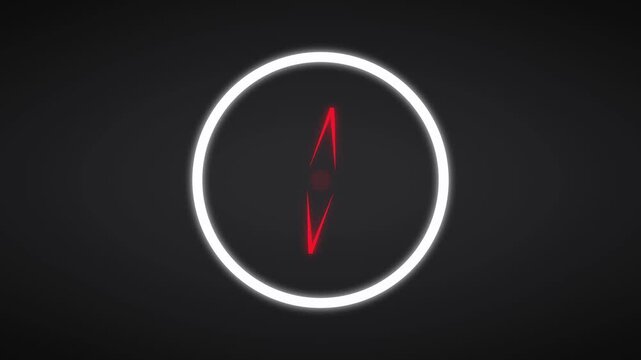 White circular target animation displays a navigation arrow. Directional guide routes in the circular target animation. Modern UI graphics drive the circular target.