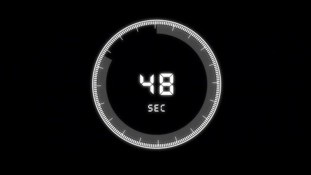 Digital timer animation counts 23 seconds with a round bar. Seconds countdown telemetry updates the digital timer. Time graphics power this modern digital timer.