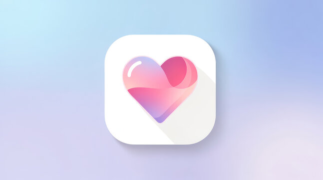 Heart app icon design with colorful gradient on soft background
