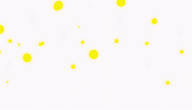 Bright Canary Yellow Circles Scattered on White Background with Faint Grey Bokeh Elements.